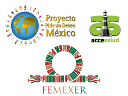 Logos de FEMEXER, AcceSalud y Proyecto Pide un Deseo México